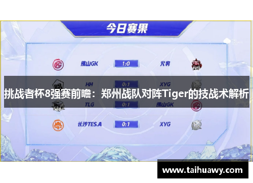 挑战者杯8强赛前瞻：郑州战队对阵Tiger的技战术解析